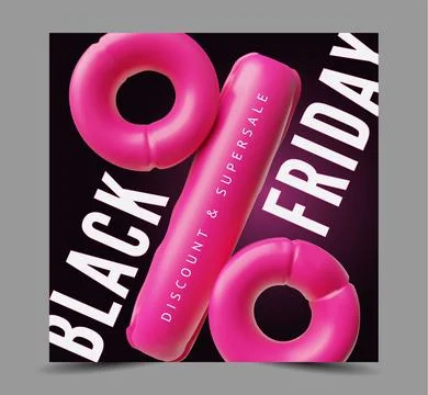 Vector 3d illustration of a poster with a percent sign, with the inscription 스톡 일러스트