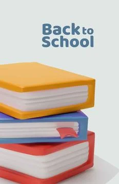 Vector 3D illustration of a poster with a stack of books and the inscription Illustrazione stock