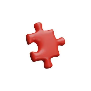 Vector 3D illustration of puzzle piece, red on isolated background. Illustrazione stock