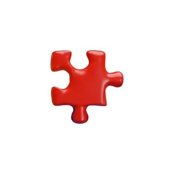 Vector 3d illustration of puzzle, red color, logic game. Illustrazione stock