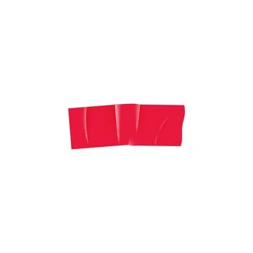 Vector 3d illustration of red adhesive tape, curved with wrinkles. Stockillustratie