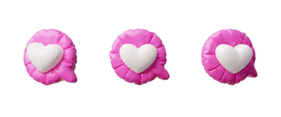 Vector 3D illustration of a set of inflatable dialog boxes with a heart from Stock Illustration