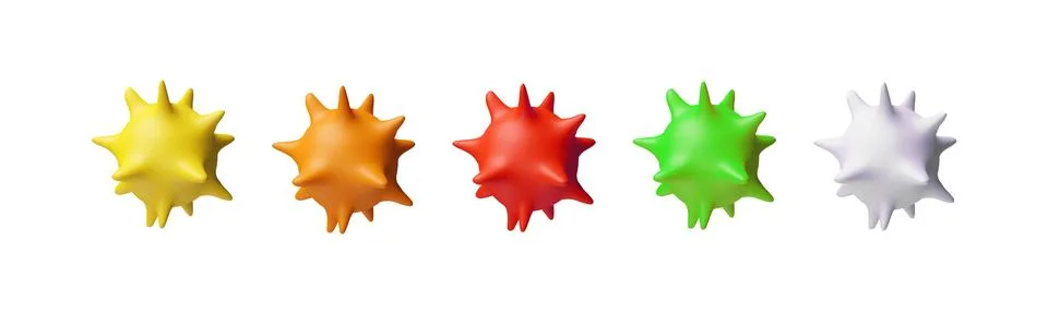 Vector 3D illustration of a set of round different colored virus cells on an 스톡 일러스트