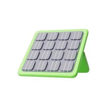 Vector 3d illustration with solar battery image on isolated white background. Stock Illustration