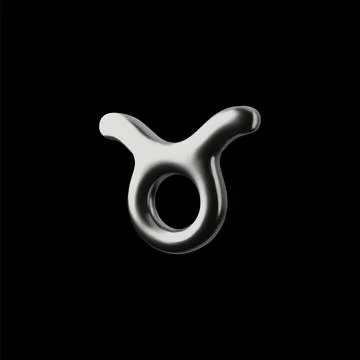 Vector 3d illustration of taurus astrological sign with silver iridescent sur Stock Illustration