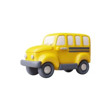 Vector 3d illustration of yellow school bus on isolated white background. Stock Illustration