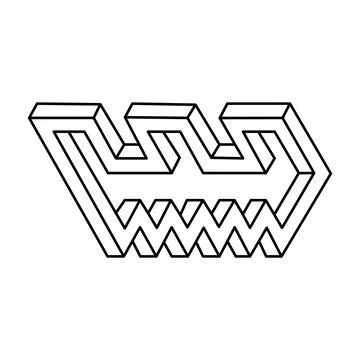 Vector 3D impossible shape, unreal object. Sacred geometry figure. Stock Illustration