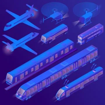 Vector 3d isometric air, land passenger transportation Stock-Illustration