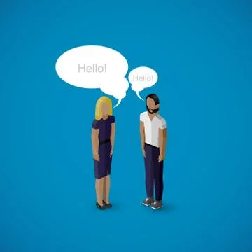 Vector 3d isometric cartoon illustration of man and woman characters. business Stock Illustration