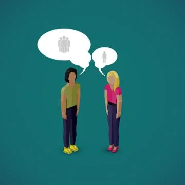 Vector 3d isometric cartoon illustration of man and woman characters. business Stock Illustration