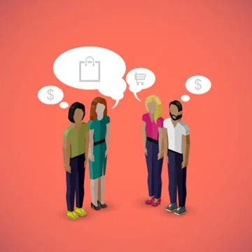 Vector 3d isometric cartoon illustration of men and women characters. business Stock Illustration