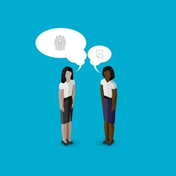 Vector 3d isometric cartoon illustration of women or girls characters. business Stock Illustration