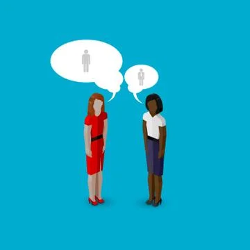 Vector 3d isometric cartoon illustration of women or girls characters. business Stock Illustration