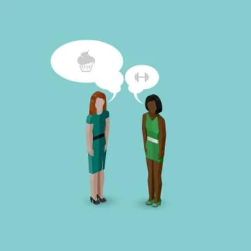 Vector 3d isometric cartoon illustration of women or girls characters. lifestyle Stock Illustration
