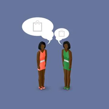 Vector 3d isometric cartoon illustration of women or girls characters. business Stock Illustration