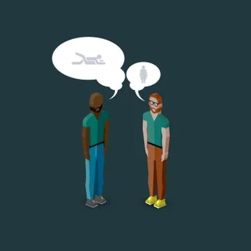 Vector 3d isometric cartoon illustration of men or guys characters. infographic Stock Illustration