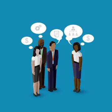 Vector 3d isometric cartoon illustration of men and women characters. corporate Stock Illustration