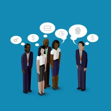 Vector 3d isometric cartoon illustration of men and women characters. corporate Stock Illustration