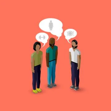 Vector 3d isometric cartoon illustration of men or guys characters. business Stock Illustration
