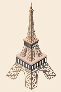 Vector 3d isometric icon of Eiffel Tower Stock Illustration