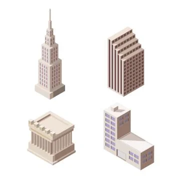 Vector 3D isometric illustration of buildings. Stock Illustration