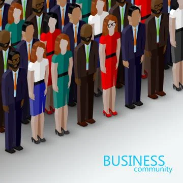 Vector 3d isometric  illustration of business or politics community. a large Stock Illustration