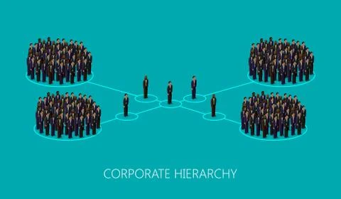 Vector 3d isometric illustration of a corporate hierarchy structure. a crowd of Stock Illustration