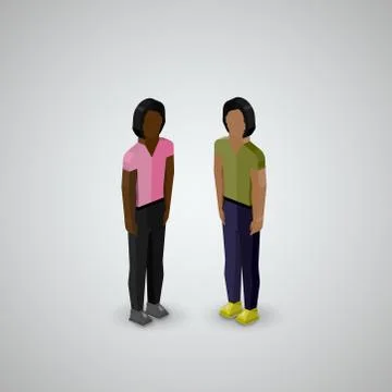 Vector 3d isometric illustration of men or guys wearing casual style clothes Stock Illustration