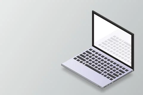 Vector 3d isometric laptop computer. Isometric mock up of laptop. 3d laptop m Illustrazione stock