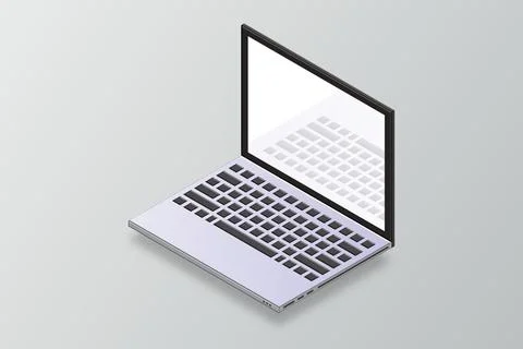 Vector 3d isometric laptop computer. Isometric mock up of laptop. 3d laptop m Stock Illustration