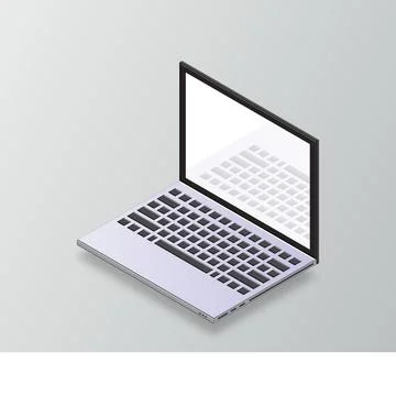 Vector 3d isometric laptop computer. Isometric mock up of laptop. 3d laptop m Illustrazione stock
