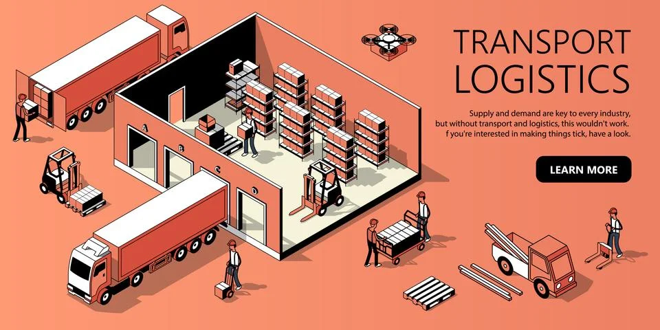 Vector 3d isometric site template - transport logistics Stock-Illustration