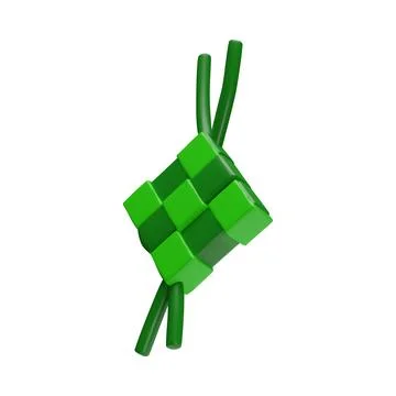 Vector 3D ketupat decoration icon in green with a pattern of squares for the  Illustrazione stock
