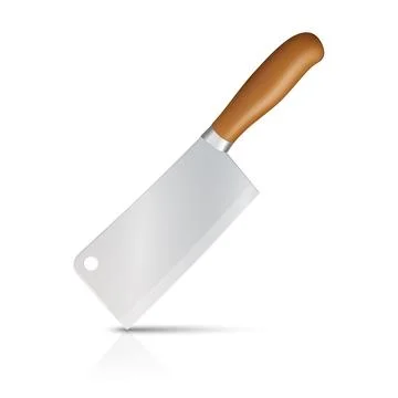 Vector 3d Kitchen Cleaver Knife Isolated. Stainless Steel Meat Chopper with Stock Illustration