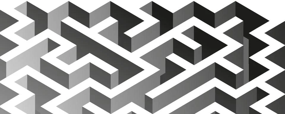 Vector 3D labyrinth on white background. Success, strategy or solution concep Stock Illustration