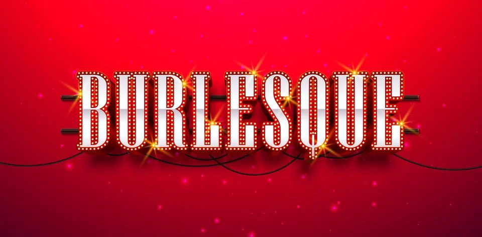 Vector 3d Light Bulb Burlesque Typography Lettering with Cable and Holding Illustrazione stock