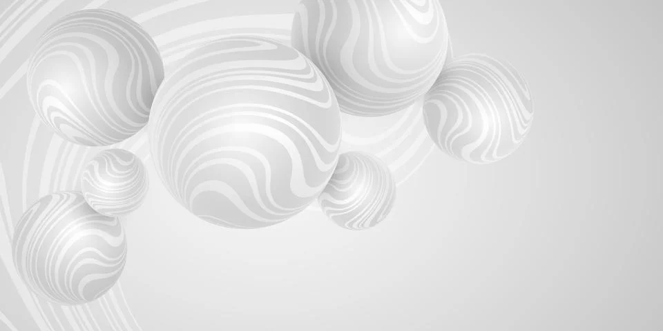 Vector 3d light spheres with wavy striped pattern. Geometry design. Bubble ba Illustrazione stock