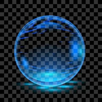 The vector 3D logo.Transparent shiny blue sphere Illustrazione stock