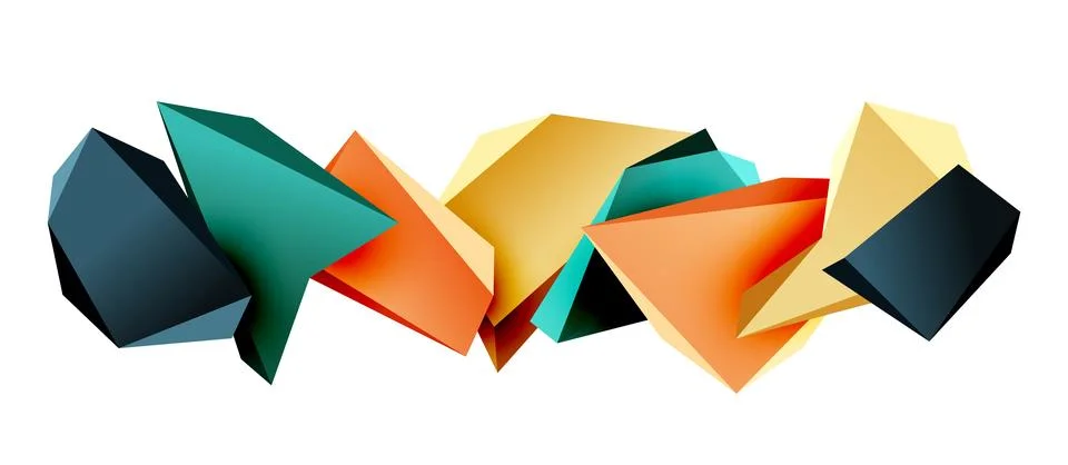 Vector 3d low poly triangle geometric design elements Illustrazione stock