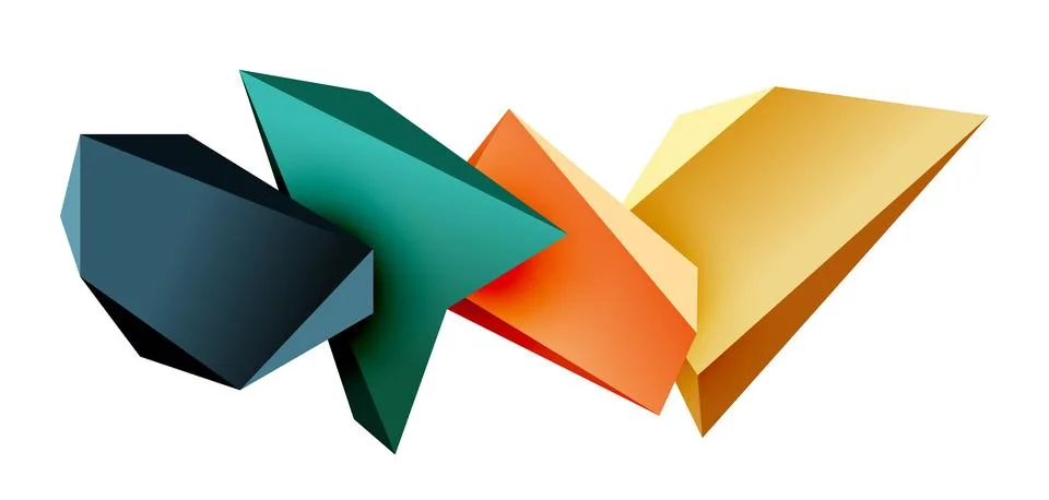 Vector 3d low poly triangle geometric design elements Stock Illustration