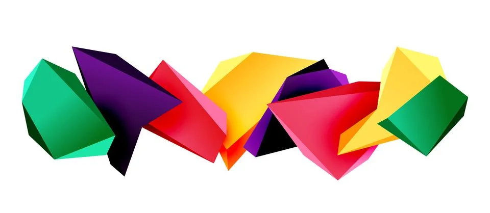 Vector 3d low poly triangle geometric design elements Stock Illustration