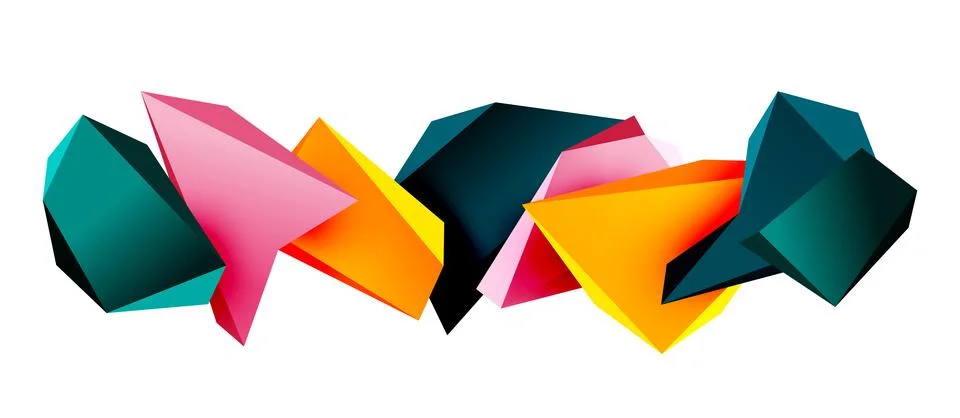 Vector 3d low poly triangle geometric design elements 스톡 일러스트