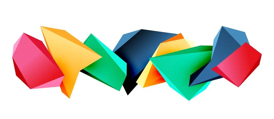 Vector 3d low poly triangle geometric design elements Stock Illustration