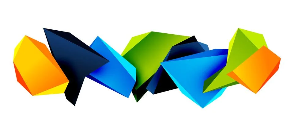 Vector 3d low poly triangle geometric design elements Illustrazione stock