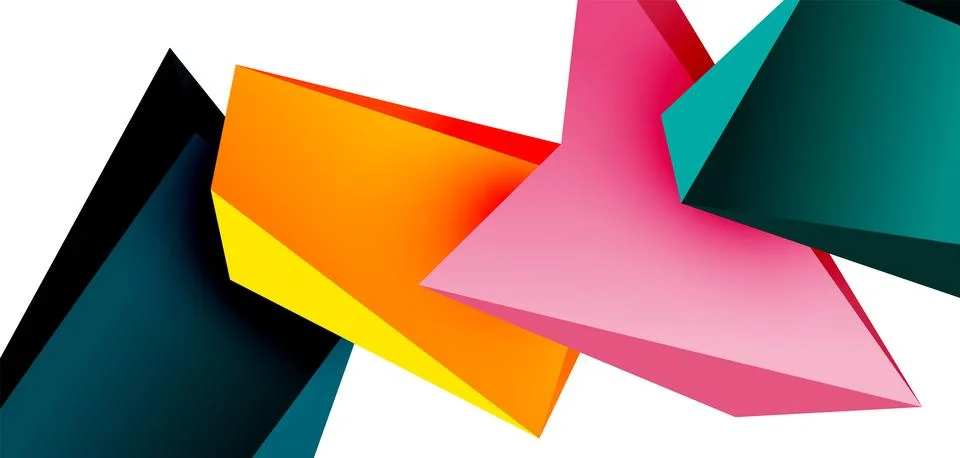 Vector 3d low poly triangle geometric design elements Stock Illustration