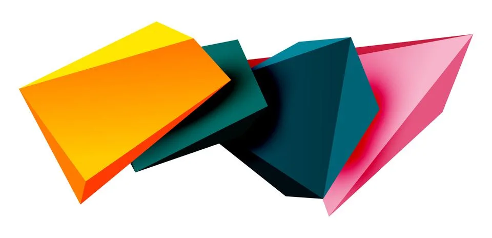 Vector 3d low poly triangle geometric design elements Stock Illustration