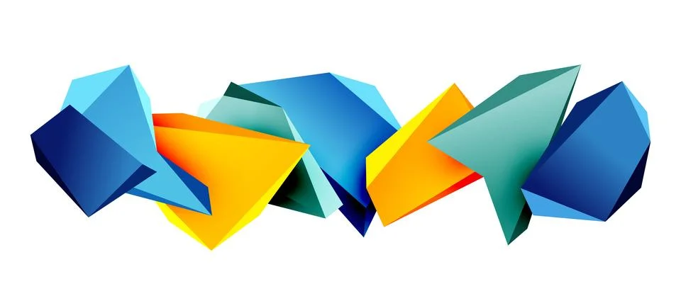 Vector 3d low poly triangle geometric design elements Stock Illustration
