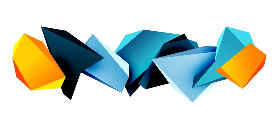 Vector 3d low poly triangle geometric design elements 스톡 일러스트