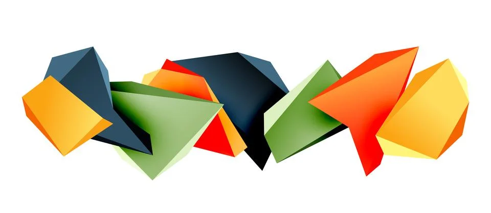 Vector 3d low poly triangle geometric design elements Stock Illustration