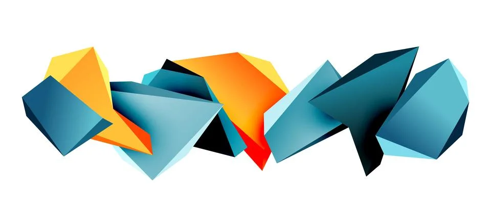 Vector 3d low poly triangle geometric design elements イラスト素材